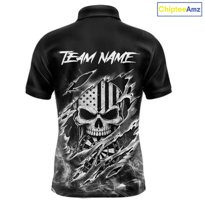White Smokes Torn Dart Shirt Custom US Flag Skull Darts Team Outfits For Men, Darts Gifts NYN4073