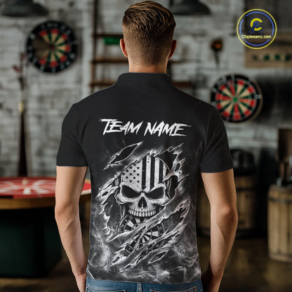 White Smokes Torn Dart Shirt Custom US Flag Skull Darts Team Outfits For Men, Darts Gifts NYN4073