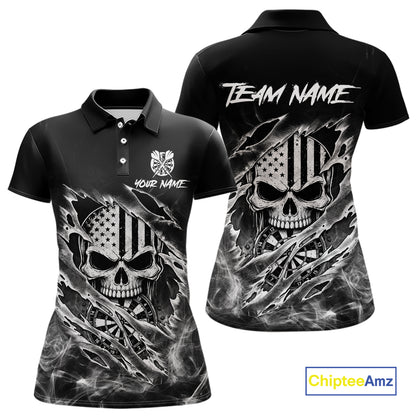 White Smokes Torn Dart Shirt Custom US Flag Skull Darts Team Outfits For Women, Darts Gifts NYN4073
