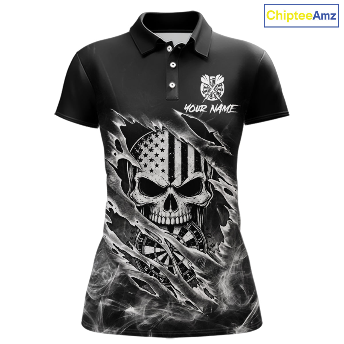White Smokes Torn Dart Shirt Custom US Flag Skull Darts Team Outfits For Women, Darts Gifts NYN4073