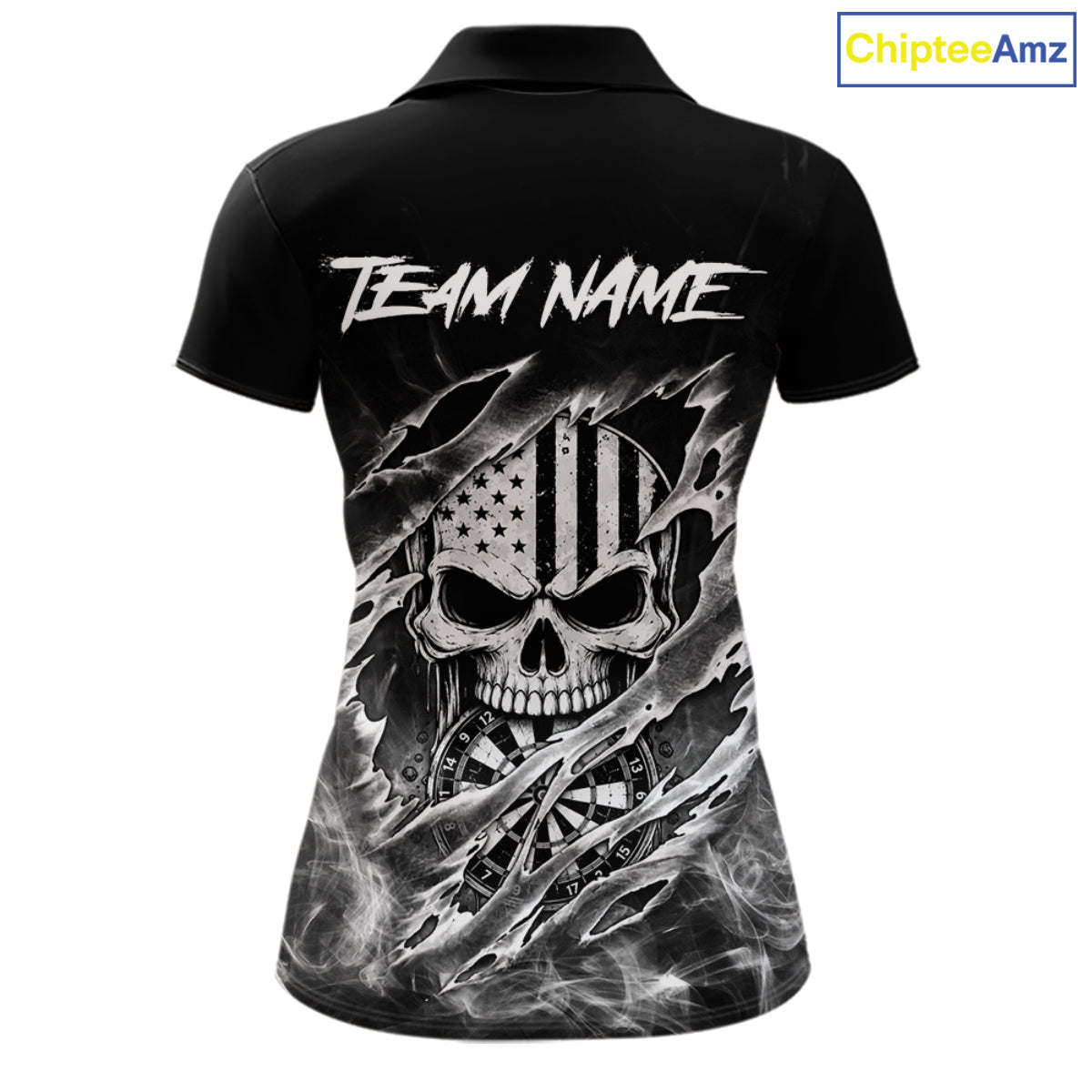 White Smokes Torn Dart Shirt Custom US Flag Skull Darts Team Outfits For Women, Darts Gifts NYN4073