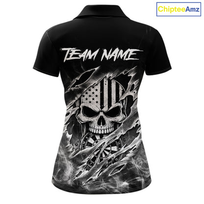 White Smokes Torn Dart Shirt Custom US Flag Skull Darts Team Outfits For Women, Darts Gifts NYN4073