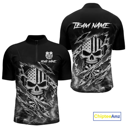 White Smokes Torn Dart Shirt Custom US Flag Skull Darts Team Outfits For Men, Darts Gifts NYN4073