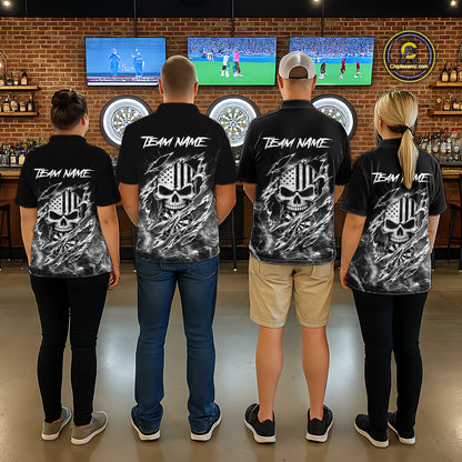 White Smokes Torn Dart Shirt Custom US Flag Skull Darts Team Outfits For Men, Darts Gifts NYN4073