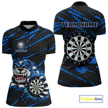 Load image into Gallery viewer, Blue Splatter Dart Polo &amp; Quarter-Zip Shirt For Women Custom Funny Bulldog Darts Team Jersey NYN2830