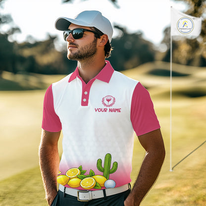Mens Flamingo Tropical Polo Golf Shirts Custom Pink And White Ball Golf Attire For Golfers NYN3061