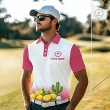 Load image into Gallery viewer, Mens Flamingo Tropical Polo Golf Shirts Custom Pink And White Ball Golf Attire For Golfers NYN3061