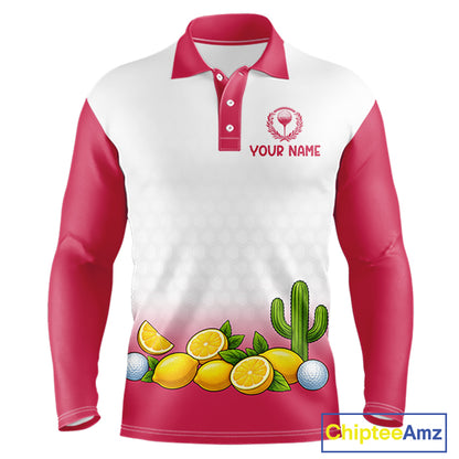 Mens Flamingo Tropical Polo Golf Shirts Custom Pink And White Ball Golf Attire For Golfers NYN3061