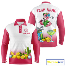 Load image into Gallery viewer, Mens Flamingo Tropical Polo Golf Shirts Custom Pink And White Ball Golf Attire For Golfers NYN3061
