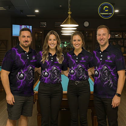 Custom Purple Grim Reaper Thunder 8 Ball Pool Billiard Shirt For Men,  Billiard Team Jersey NYN3780