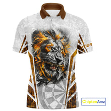 Load image into Gallery viewer, Yellow And White Grunge Tiger Dartboard Custom Men Darts Polo League Shirts Dart Jerseys NYN2839