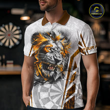 Load image into Gallery viewer, Yellow And White Grunge Tiger Dartboard Custom Men Darts Polo League Shirts Dart Jerseys NYN2839