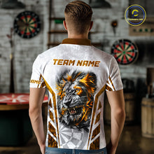 Load image into Gallery viewer, Yellow And White Grunge Tiger Dartboard Custom Men Darts Polo League Shirts Dart Jerseys NYN2839