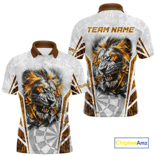 Load image into Gallery viewer, Yellow And White Grunge Tiger Dartboard Custom Men Darts Polo League Shirts Dart Jerseys NYN2839