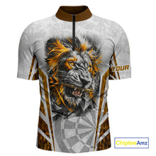 Load image into Gallery viewer, Yellow And White Grunge Tiger Dartboard Custom Men Darts Polo League Shirts Dart Jerseys NYN2839