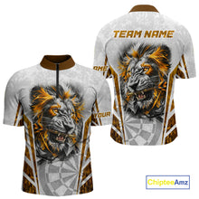 Load image into Gallery viewer, Yellow And White Grunge Tiger Dartboard Custom Men Darts Polo League Shirts Dart Jerseys NYN2839