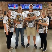 Load image into Gallery viewer, Yellow And White Grunge Tiger Dartboard Custom Men Darts Polo League Shirts Dart Jerseys NYN2839