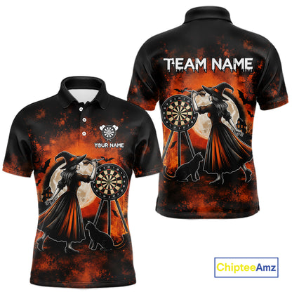 Orange Grunge Halloween Mens Dart Polo Quarter-Zip Shirts Custom Dart Team Outfits Jersey NYN4083