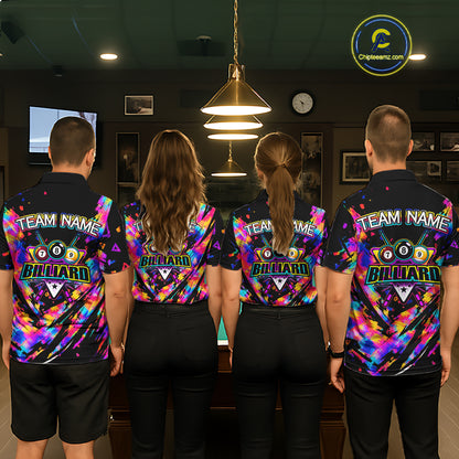 Personalized Colorful Paint Billiard Ball Shirt For Women Custom Billiard Pool Team Jersey NYN3225