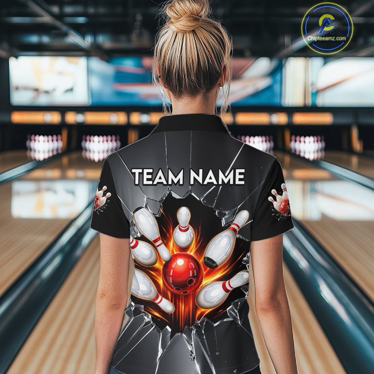 Grey Broken Glass Bowling Shirt For Women Custom Fire Flame Outfit Bowling Jersey | Red NYN3230