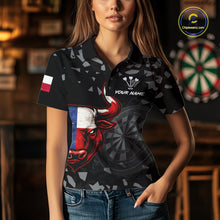 Load image into Gallery viewer, Texas Flag Bull &amp; Dartboard Custom Grunge Women Darts Polo Shirt Patriotic Darts Team Jersey NYN2716