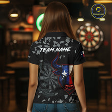 Load image into Gallery viewer, Texas Flag Bull &amp; Dartboard Custom Grunge Women Darts Polo Shirt Patriotic Darts Team Jersey NYN2716