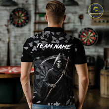 Load image into Gallery viewer, Grey Grim Reaper Smoke Dartboard Custom Grunge Men Darts Polo Shirt Darts Team Jersey NYN2718