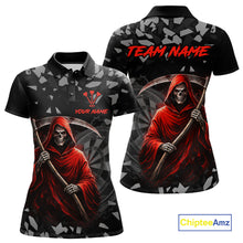 Load image into Gallery viewer, Red Grim Reaper Smoke Dartboard Custom Grunge Women Darts Polo Shirt Darts Team Jersey NYN2719