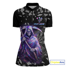 Load image into Gallery viewer, Holographic Grim Reaper Smoke Dartboard Custom Women 1/4-Zip Shirt Dart Team Jersey NYN2720