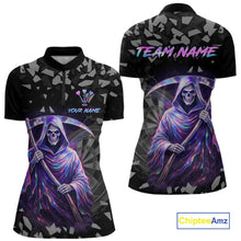 Load image into Gallery viewer, Holographic Grim Reaper Smoke Dartboard Custom Women 1/4-Zip Shirt Dart Team Jersey NYN2720