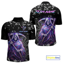 Load image into Gallery viewer, Holographic Grim Reaper Smoke Dartboard Custom Men Darts 1/4-Zip Shirt Dart Team Jersey NYN2720