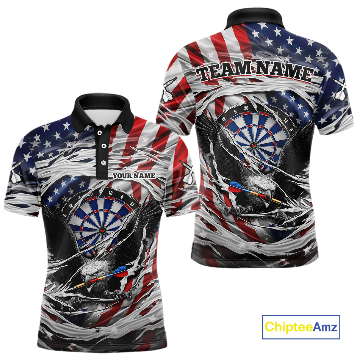 Eagle Plays Dart Arrow Freedom Patriotic Darts Polo Shirt Personalized US Flag Men Dart Jerseys NYN2519