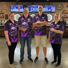 Load image into Gallery viewer, Custom Purple Skull Butterfly Women Dart Shirts Spider Smoke Dartboard Darts Polo &amp; 1/4-Zip Jerseys NYN3076
