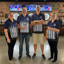 Load image into Gallery viewer, Gray, Blue And Red Grunge US Flag Darts Polo &amp; 1/4-Zip Shirt Custom Patriotic Dart Jersey For Women NYN3081
