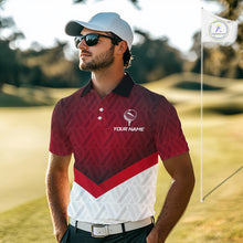 Load image into Gallery viewer, White And Red Geometric Golf Polo Golf Shirts For Men Personalized Golf Team Attire NYN3249