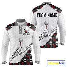 Load image into Gallery viewer, Red Roses Skull Pattern Golf Polo Shirts For Men Custom Bone Hand Golf Team Tournament NYN3254
