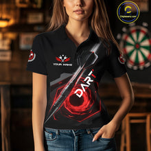 Load image into Gallery viewer, Black And Red Geometry Swirl Dart Arrow Custom Men Darts Polo Shirt Dart Gifts NYN1982