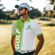 Load image into Gallery viewer, Green Golf Course Pattern Golf Polo Shirts For Men Custom Team Name White Golf Ball Jersey NYN3258