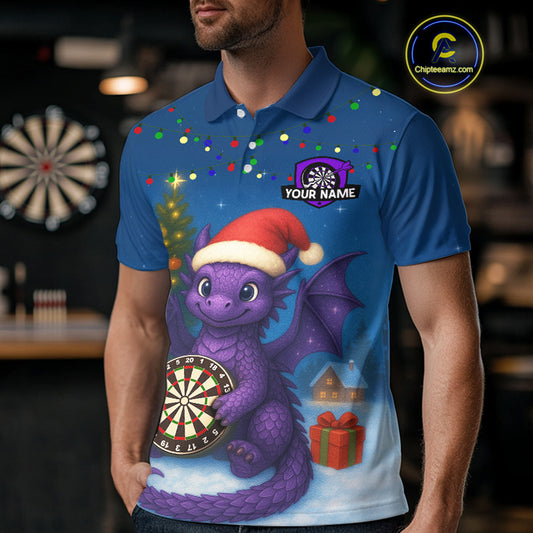 Custom Funny Dragon Dartboard Christmas Dart Polo Shirt For Men Xmas Gift Dart Jersey NYN1455