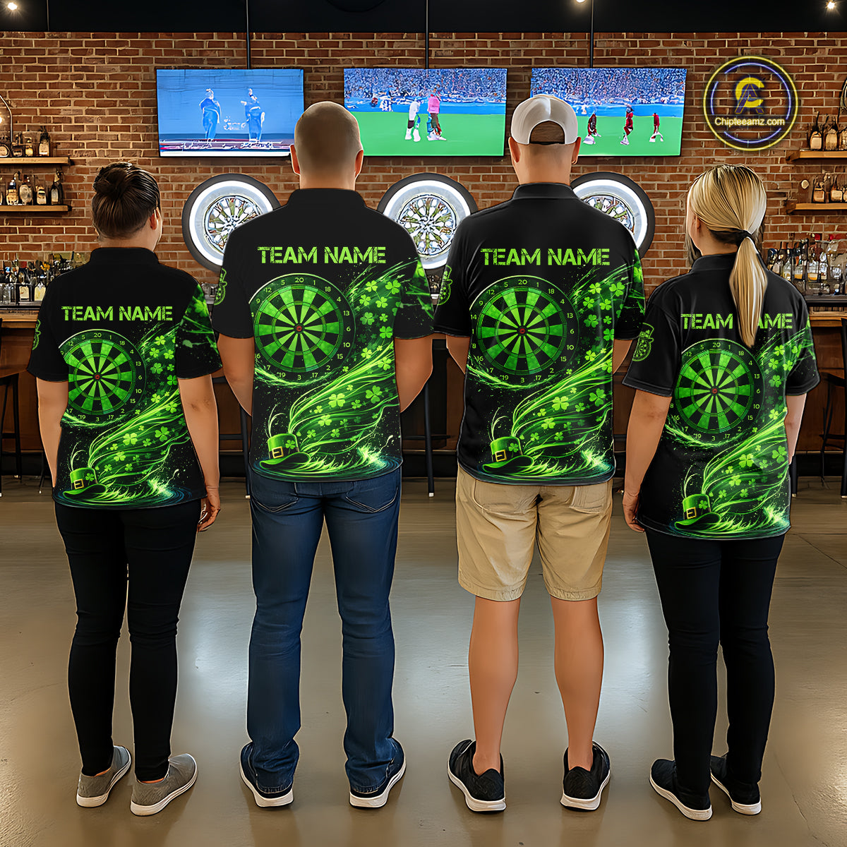 Funny Shamrock Tornado Dartboard Women Darts Polo Shirt Custom St Patrick's Day Darts Team Jersey NYN2532