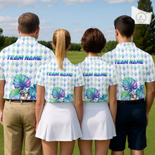 Load image into Gallery viewer, Funny Mens Golf Polo Shirt Holographic Argyle Monstera Golf Ball Personalized Raccoon Golf Shirts NYN3094