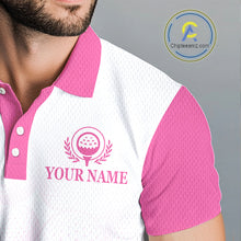 Load image into Gallery viewer, Pink Ribbon Breast Cancer Awareness Mens Polo Shirt Custom US Flag Patriotic Golf Shirt For Men NYN3099