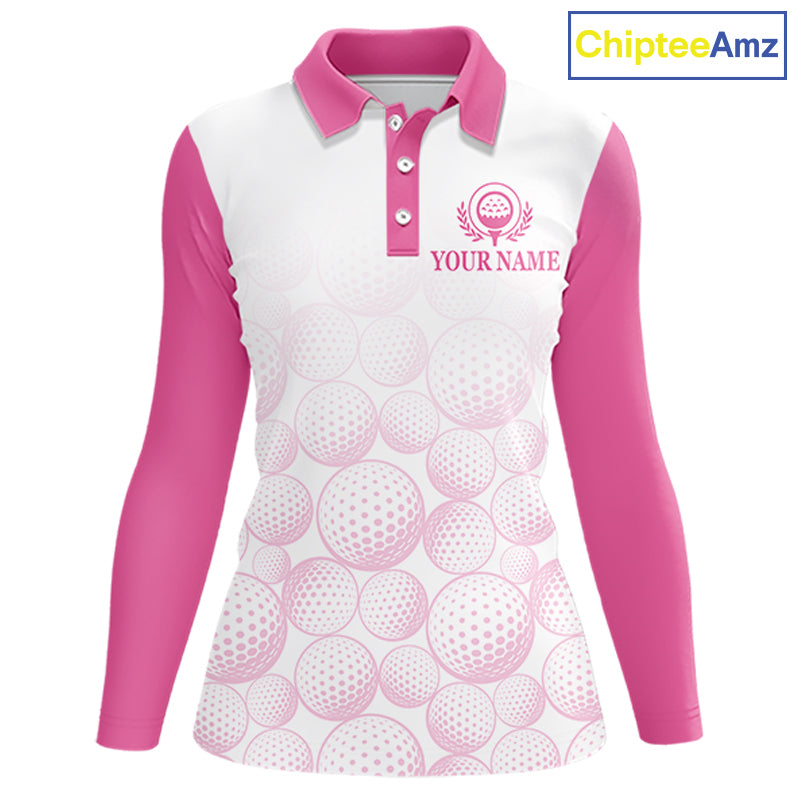 Pink Ribbon Breast Cancer Awareness Womens Polo Shirt Custom US Flag Patriotic Golf Shirt For Women NYN3099