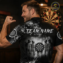 Load image into Gallery viewer, White Smokes American Flag Mens Patriotic Darts Shirt Custom Funny Skeleton Funny Dart Jerseys NYN3564
