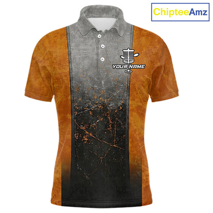 Disc Golf Basket Grunge Orange Men Disc Golf Polo Shirts Custom Disc Golf Jerseys Team Shirts For Men NYN3112