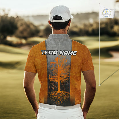 Disc Golf Basket Grunge Orange Men Disc Golf Polo Shirts Custom Disc Golf Jerseys Team Shirts For Men NYN3112