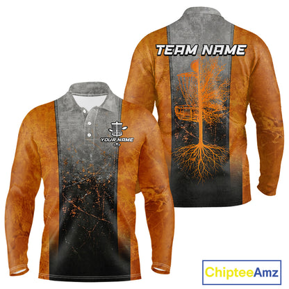 Disc Golf Basket Grunge Orange Men Disc Golf Polo Shirts Custom Disc Golf Jerseys Team Shirts For Men NYN3112
