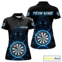 Load image into Gallery viewer, Custom Lightning Blue Dartboard Horror Panther Dart Women Polo Jerseys Outfits Dart Shirts NYN1733