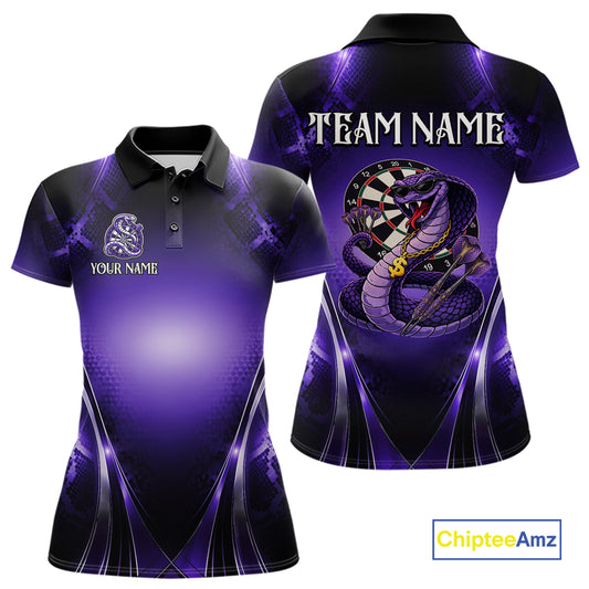 Custom Light Purple Cobra Darts Women Polo & 1/4-Zip Dart Shirt Funny Rich Cobra Outfit Dart Jerseys NYN2902