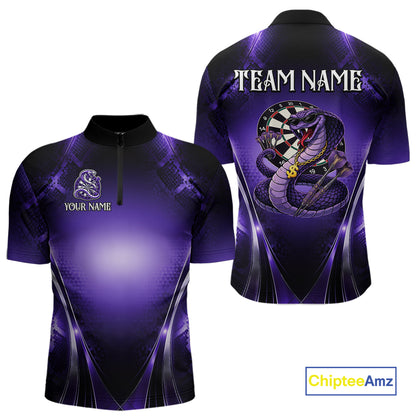 Custom Light Purple Cobra Darts Men Polo & 1/4-Zip Dart Shirt Funny Rich Cobra Outfit Dart Jerseys NYN2902